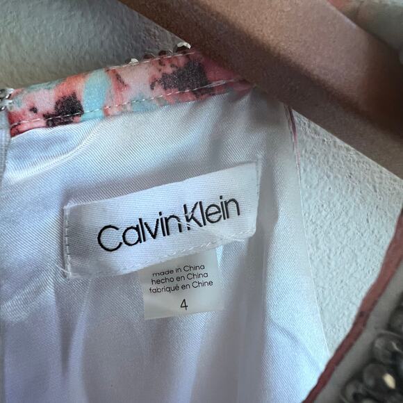 Calvin Klein Blue Floral Ruffle Halter Neckline Sleeveless Maxi Dress 4 Wedding - Picture 7 of 11